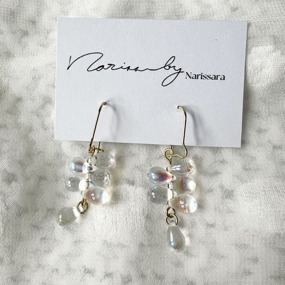 Clear Crystal Cluster Bead Dangle Earrings - Picture 6 of 6